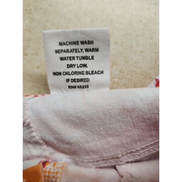 Y2K Moto Blues Womens Size 10 Pink Orange Capris Retro Fish Geometric Preppy - Picture 8 of 8